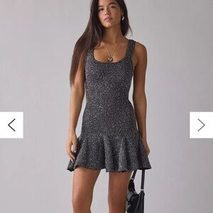 LOVESHACKFANCY Sarajane Sequin Stretch Knit Mini Dress Black NWT